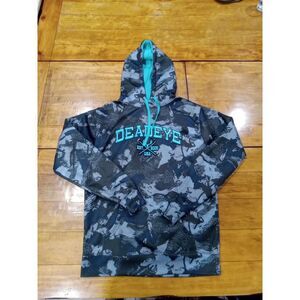 Deadeye Outfitters Black Urban Camo Lg Hoodie Deer Skull Hunting